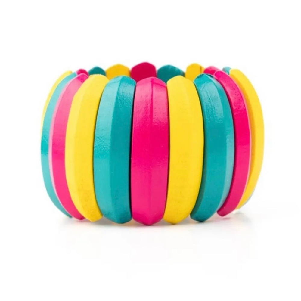 paparazzi Bright Block Stretch Bracelet - Turquoise, Pink & Yellow